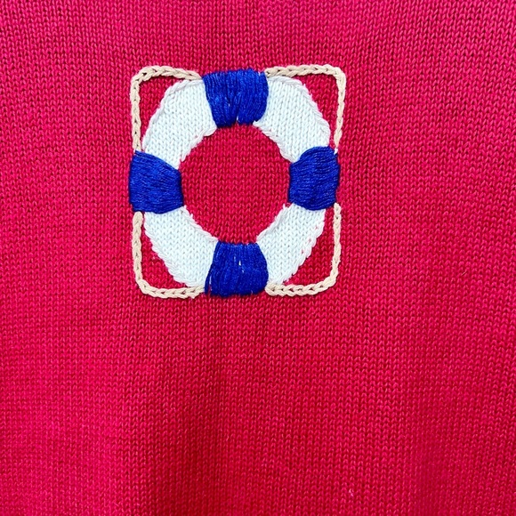 Quacker Factory Red Nautical Sweater SMALL - Picture 9 of 10